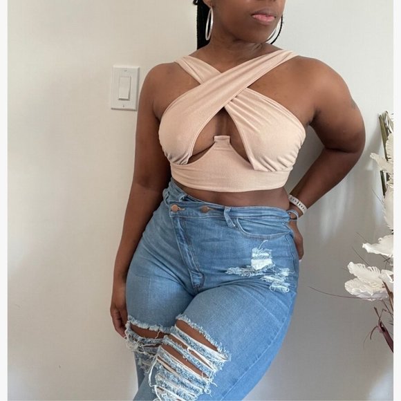 (NWT) Bustier Crop Top - Light Brown - Picture 4 of 5